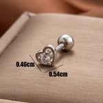 Silver color / 1 Piece Simple Series Classic Heart Titanium Steel Silver Color Material Zircon Women's Stud Earrings 